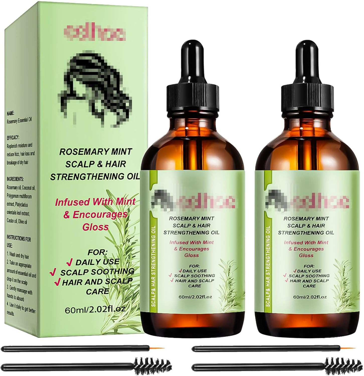 Olio Rosmarino Capelli 2 Pezzi - Estratto Naturale per la Ricrescita