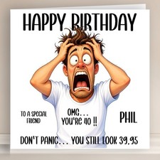 Personalised Birthday Card Funny Humor Greeting Card For Him Any Age & Relation