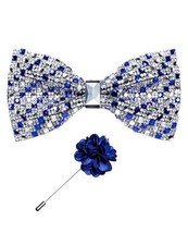 Rhinestone Bow Ties for Men Adjustable Sequin Diamond Pre-tied Royal Blue