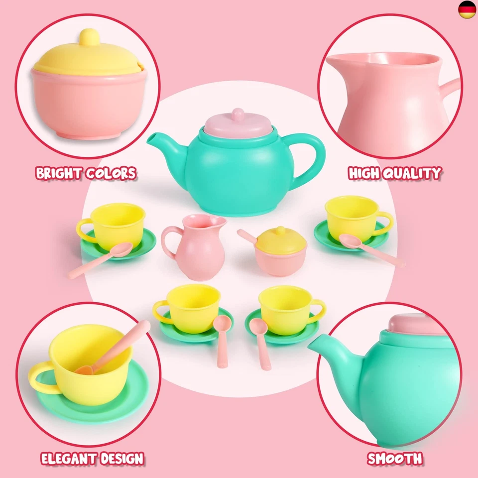 JOYIN Teeservice Kinder Set,Spielküche Zubehör,Tee Set Teeparty Kinderküche Ki - Bild 4 von 4