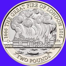 £2 Coin. THE GREAT FIRE OF LONDON 350th ANNIVERSARY Two Pound Coin 2016 BUNC.
