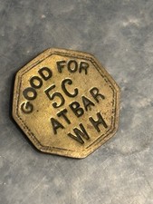 Vintage WH BarToken - Good For 5 Cents At Bar Token