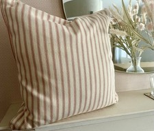 Ian Mankin Pink Ticking Stripe Handmade 18? Cushion Cover