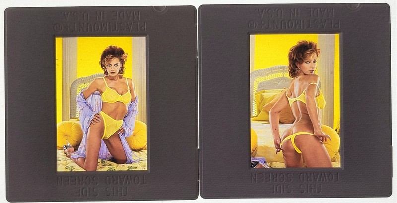 LOT of (2)  SAVANNAH BROWN Adult Film Busty Lingerie Pinup 35mm Color Slides TU1