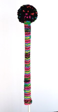 Ranbow, Multicolor HAND KNIT ALIGNMENT STICK COVER BLACK Multicolor POM 13" LONG