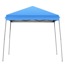 Patiojoy 10' X 10' Pop Up Tent Slant Leg Canopy W/ Roll-up Side Wall Blue