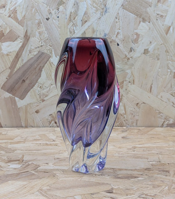 Vintage Josef Hospodka Vase Böhmisches Glas Torpedo gedreht Propeller Design 20 cm