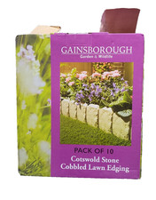 Pack of 10 Cotswold Stone Effect Cobbled Lawn Edging Garden Border Path Plastic