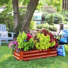 Galvanized Steel Rectangle Raised Garden Bed - 48 in - Woodgrain by Sunnydaze