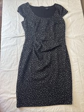 Ann Taylor Dress Sz 6 Animal Print Dress Cheetah Cap Sleeve Ruched Waist 276