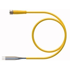 1 pc TURCK PKG 3M-0.5 Cordset, M8 Female to Cut-end, Yellow, 3 Cond., 0.5 meter