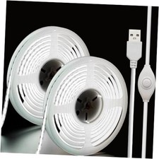 5V USB LED Strip Lights, 2Pack COB Light Strip TV Lights 3.28 ft x 2-5V White