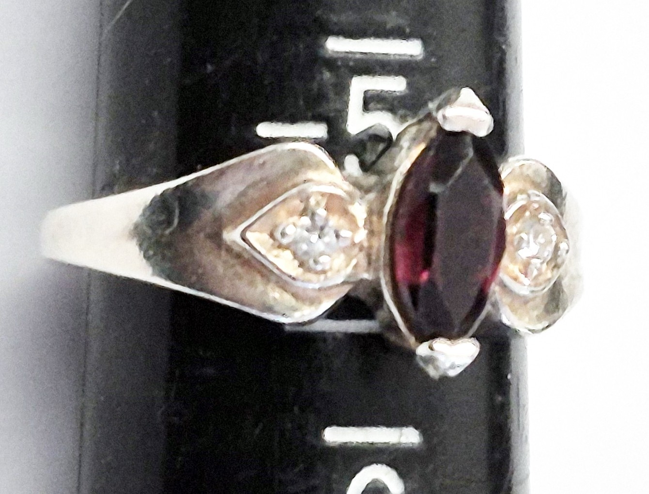 SOLID STERLING SILVER Ruby and Diamond Size 5 1/4… - image 2