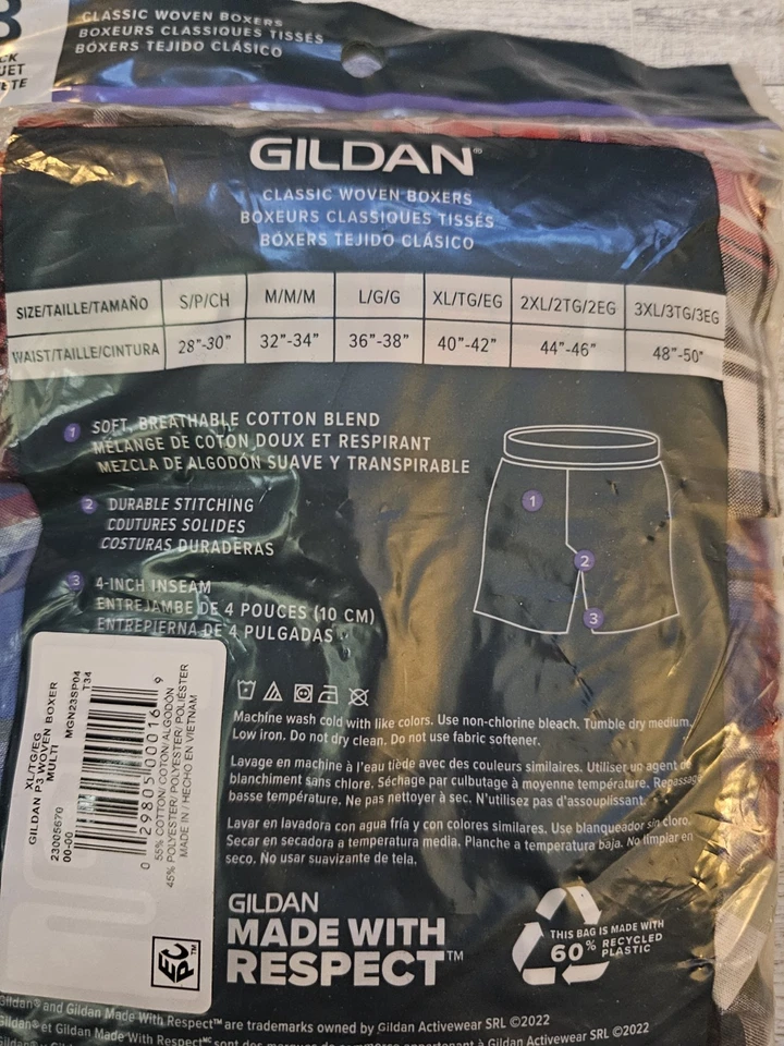 Gildan Woven Men's Boxers Size XL (40-42) Multicolor  - Image 4 of 4