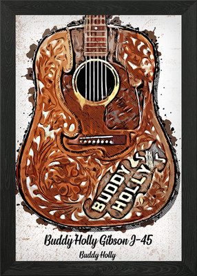 Buddy Holly Gibson J45 gerahmtes Wandbild Poster Leinwanddruck Bild