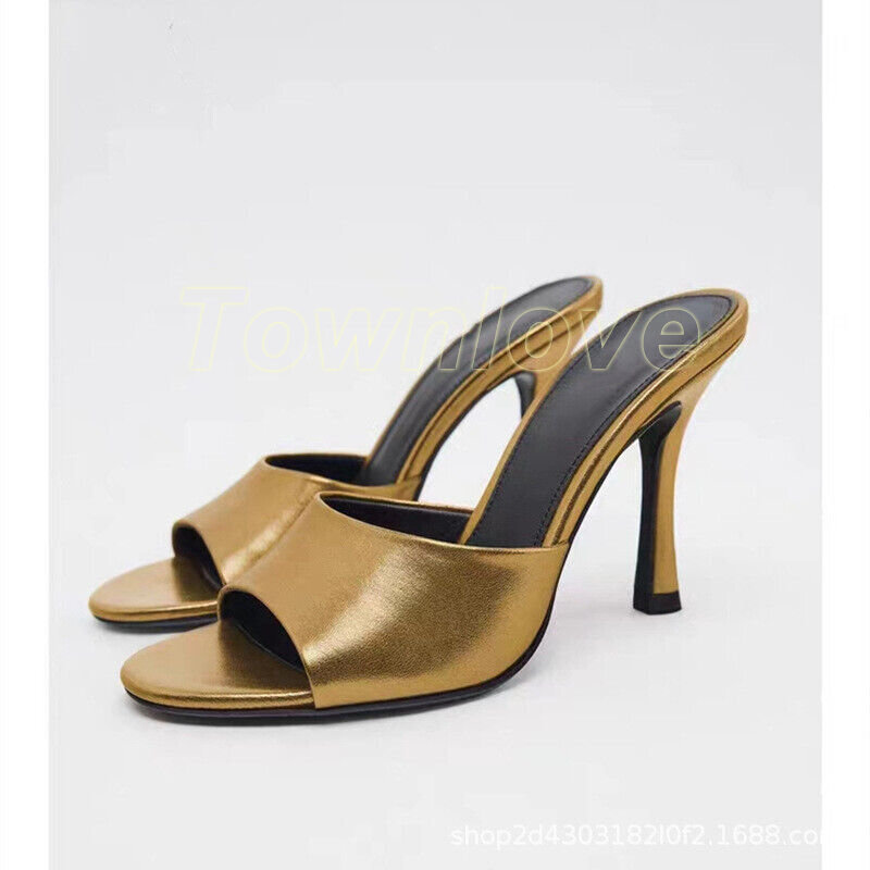 PANTOFOLA D’ORO Scarpe pantofole donna punta aperta pelle ballo estivo sandali tacchi a stiletto sandali