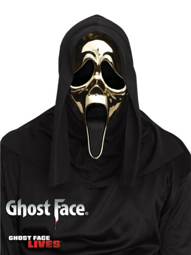 Scream Mask Chrome Ghost Face Licensed Fun World Costume Accessory Gold / Silver - Picture 7 of 9