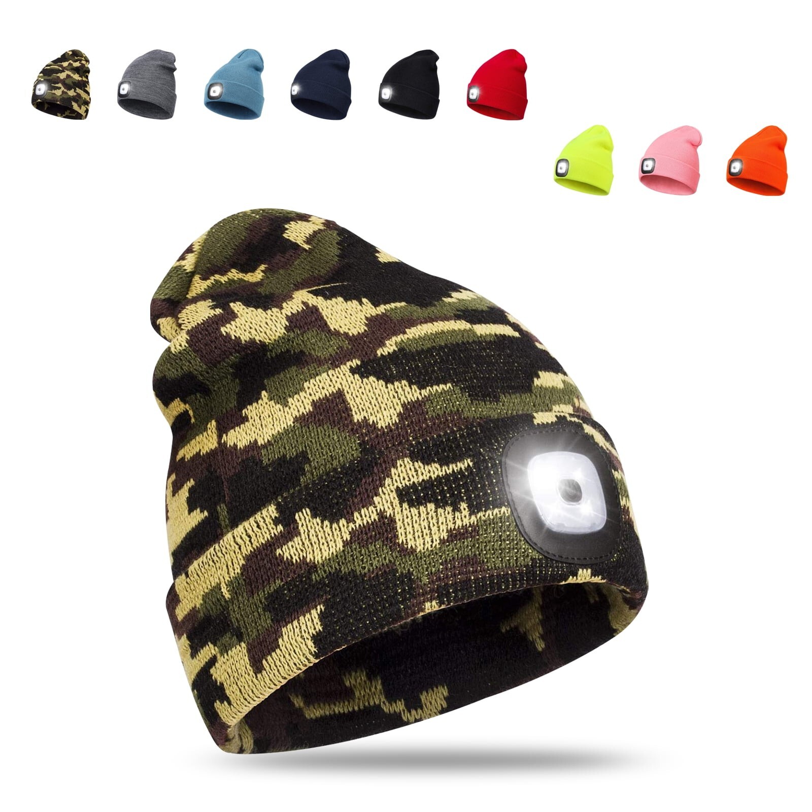Beanie Hat with LED Light USB Rechargeable Headlamp and FREE Glow Bracelet-image