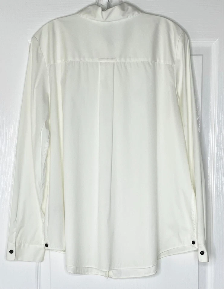 Camisa LAFAYETTE 148 Marfil Algodón Elástico Convertible Envolvente Esmoquin Abotonada 12 L Foto 4 de 4