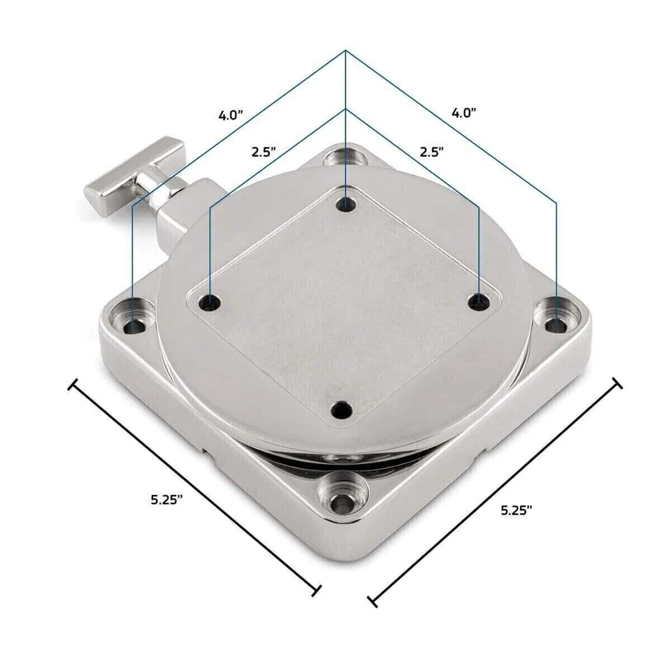Base de montaje de Downrigger giratoria de bajo perfil Cannon 1903002, acero inoxidable Foto 3 de 4