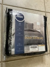 Nestl Style And Comfort Duvet Cover Set Twin Sz Black
