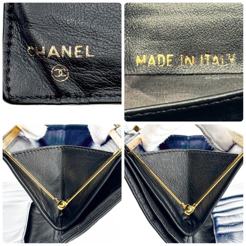 CHANEL Coco Mark Round Zipper Caviar Skin Long Wallet Black Authentic - 第 17/18 張圖片
