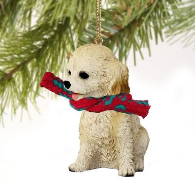 COCKAPOO (BLONDE) DOG CHRISTMAS ORNAMENT HOLIDAY XMAS Figurine scarf ...