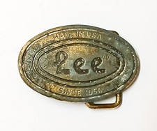 1970s 80s Lee Jeans Promo Belt Buckle Cowboy Denim Western Vintage Small USA