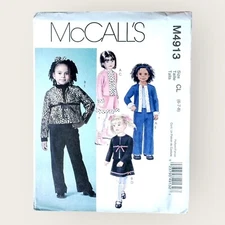 McCalls Sewing Pattern M4913 Girls Jacket Skirt Pants Size 6-8 Uncut
