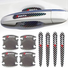 8Pcs 3D Sports Reflective Sticker Car Door Handle Carbon Fiber Scratch Protector