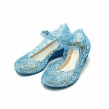 Girls Princess Elsa Cosplay Sandals Jelly Shoes Kids Fancy Dress Up Size 7 8 9