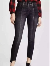 Hudson Nico Super Skinny Mid Rise Two Tone Black Jeans Size 27