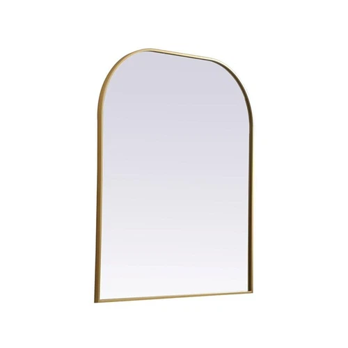Elegant Decor Blaire 36x42" Arch Modern MDF Wood/Iron Mirror in Brass - Picture 3 of 9