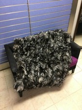 Luxury Silver Fox Fur Throw Real Arzante Fox Fur Blanket /Bedspread Big Discount
