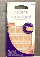 Nailene So Natural French Nails - Pink Shimmer - Short Square 28 Ct - 77359