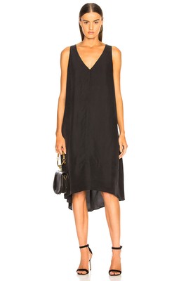 black midi silk dress