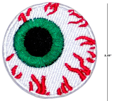 Blood shot eye ball (GREEN) Iron or sew on embroidered patch skate board LARGE