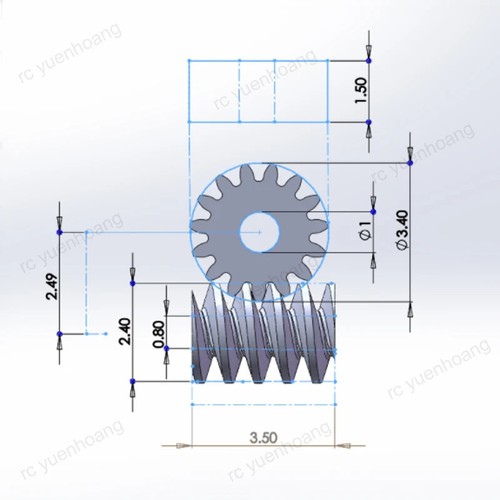 5 Set 1:87 Modulo 0.2 15T Micro Ottone Turbina Verme Cambio Statico Ingranaggio Foro Dia - Foto 5 di 24