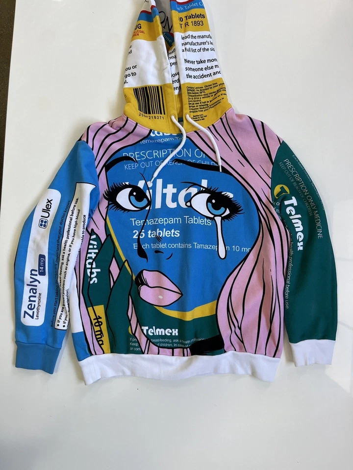 Moschino Jeremy Scott Sudadera con Capucha Estampado Genial Talla 8 EE. UU. Mediana Mujeres Sudadera con Capucha Foto 2 de 4