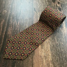 BROOKS BROTHERS Makers Geometric Floral Neck Tie Silk USA Made Red Blue