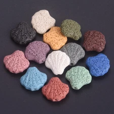 10pcs Natural Volcano Lava Stone 21x20mm Scallop Shape Loose Crafts Beads Lot