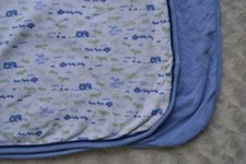 Blue Tractor Baby Blanket White Green Donkey Cart Horse Cow Barn Farm Pig Lovey