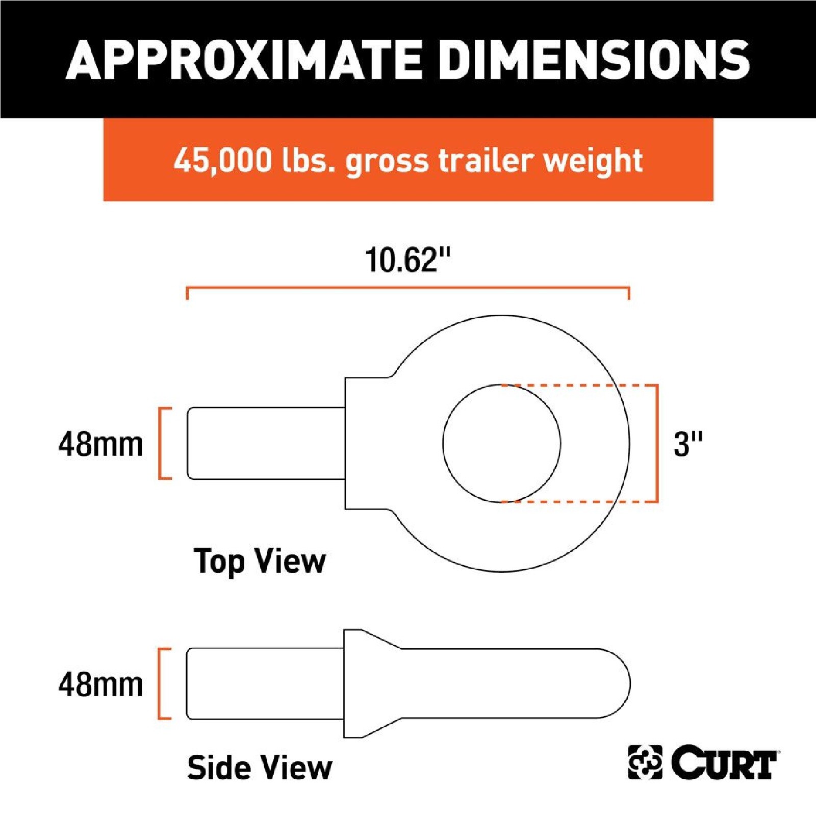 Curt 48530 Alloy Steel Eye, 45000 lb. Gross Trailer Weight eBay