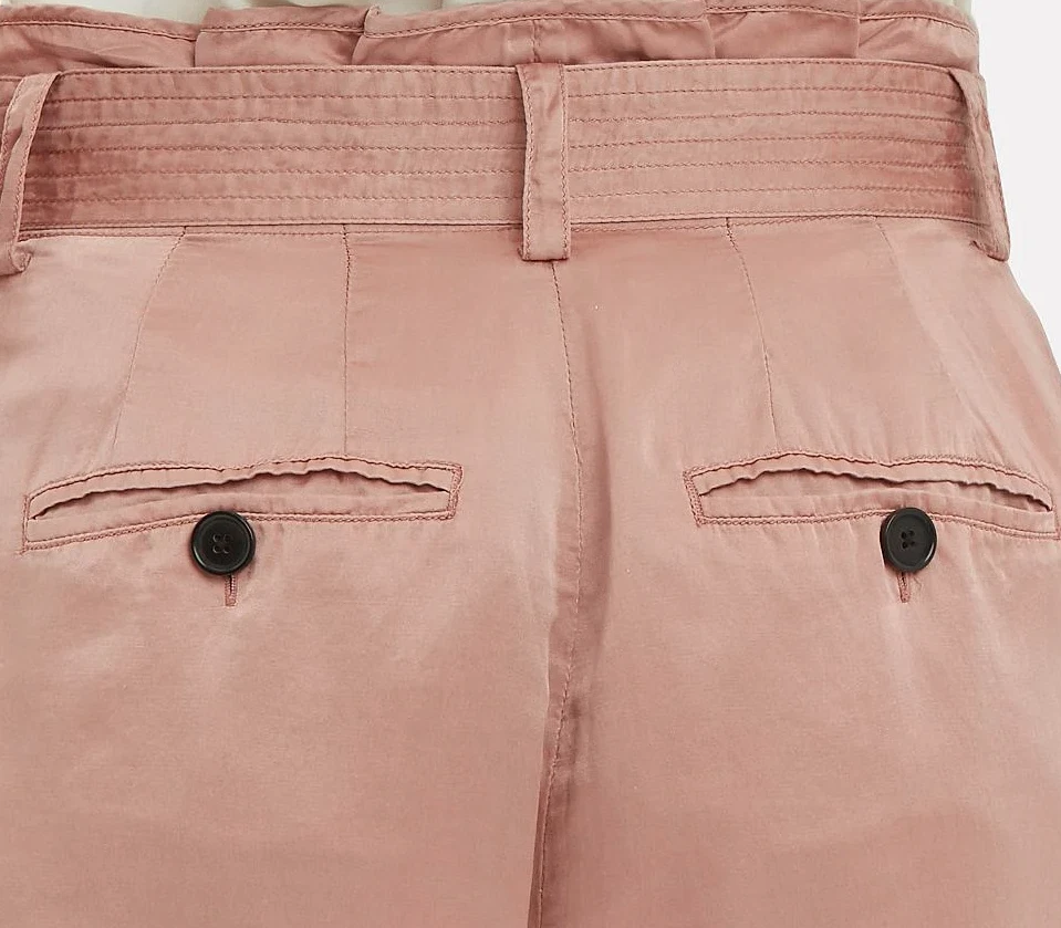 NUEVO A.L.C Mujeres US M Merrick Dusty Rose Bolsa de Papel Mezcla de Seda Pantalones Cortos Cintura Alta Foto 3 de 4