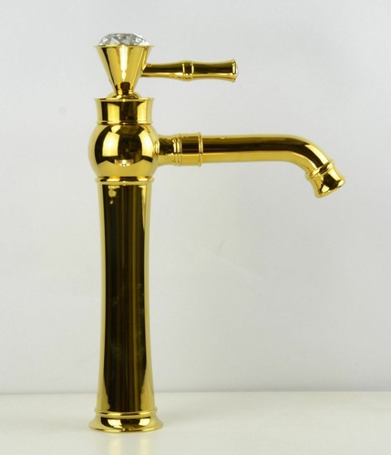 Monoblock Waschtisch Waschtisch Gold Schwarz Hoch Diamant Mischbatterie Pop Up Gold Messing Chrom - Bild 5 von 19