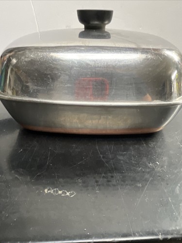 Vintage Revere Ware Pre 68 SQUARE Skillet Pan W/Lid Copper Clad SS 9” NICE - Picture 9 of 10