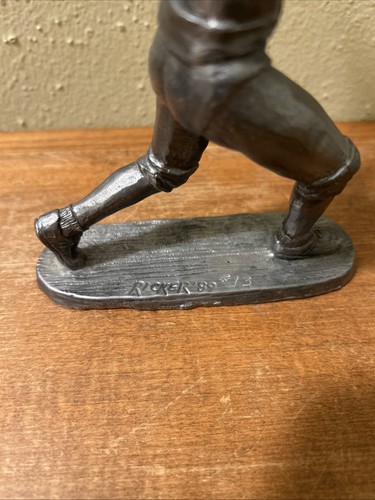 Vintage Michael Ricker Pewter Sculpture Weight Lifting 1989 - Picture 4 of 10