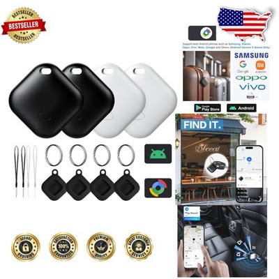 Android Tracker Tag 4-Pack w/ Cases GPS Item Finder Google Find Hub