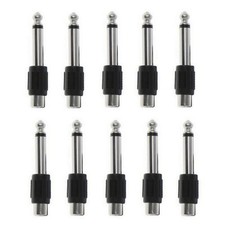 10Pack RCA Female Jack To 6.3mm 1/4" Male Mono Plug Audio Adapter Connector