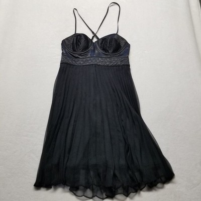 FOREVER 21 Small Dress Mini Black Slip Pleated Chiffon Bodice Whimsigoth Witchy